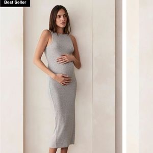 Bumpsuit Soft Rib Boat Neck Midi Dress
